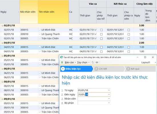 Tạo dữ liệu giờ ra vào